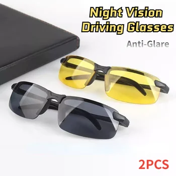 Очила за нощно виждане, със защита от ултравиолетови лъчи, Мъжки слънчеви очила за шофиране с антирефлексно покритие, полукадровые Поляризирани слънчеви очила за шофьора UV400, дневни и нощни очила