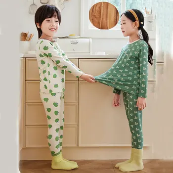 Пижамный костюм за малките момчета и момичета, Детски пижами, Комплект дамско бельо, Есенна домашно облекло с анимационни герои за деца, Корейски стил, комплект от две части