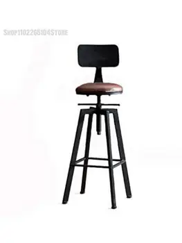 Прост Железен бар стол в стил Loft, Въртящ се Бар Стол в индустриалния Стил, Домакински Подвижен Бар стол, стол от масивно Дърво, Високо Столче