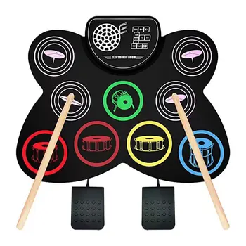Сгъваем Roll електронен Барабан Със звуков сигнал Акумулаторна Настолна шок панел Dtx Games Детска Педала за практикуване на