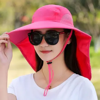 Солнцезащитная шапка Външна солнцезащитная шапка с лента за врата с широка периферия Лятна Плажна детска шапка за жени