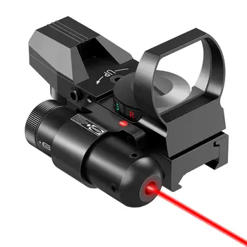 Тактическа 4-те Наблюдението оптика Червена точка с червено-зелен лазерен мерник за 20-милиметрова рейки Picatinny Уивър Ловни Аксесоари