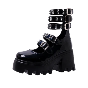Улични Сандали на платформа с кристали и тока в стил пънк, Женски стръмни обувки На танкетке, увеличаване на височината на шипове, с отворени пръсти, Лятна обувки с пайети Szie 42