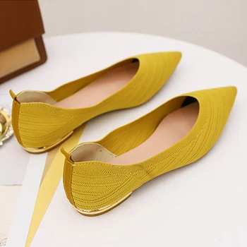 Фини Дамски обувки 2023 Нова дамски обувки Пролет Остроносые Обувки на плитка плоска подметка Дамска мода Flying Уивър Момиче