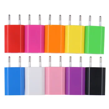 Цветна Зарядно устройство за телефон с USB конектор EU, захранващ адаптер Micro USB 5V 1A AC110V-240V За iPhone Samsung Xiaomi HTC, LG, Huawei